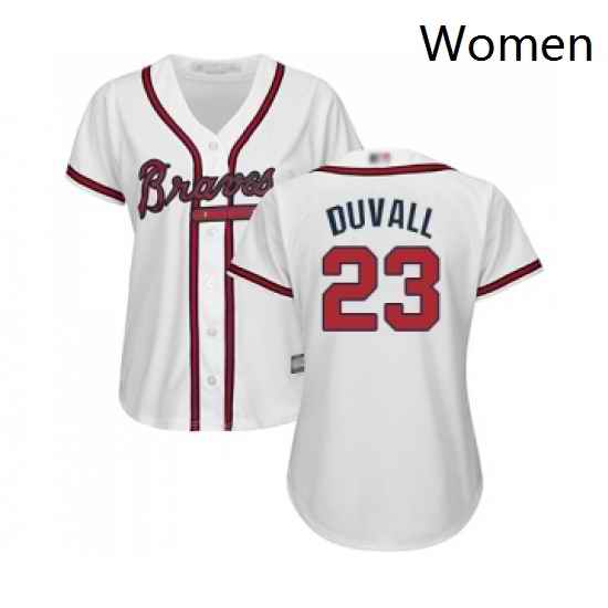 Womens Atlanta Braves 23 Adam Duvall Replica White Home Cool Base Baseball Jersey